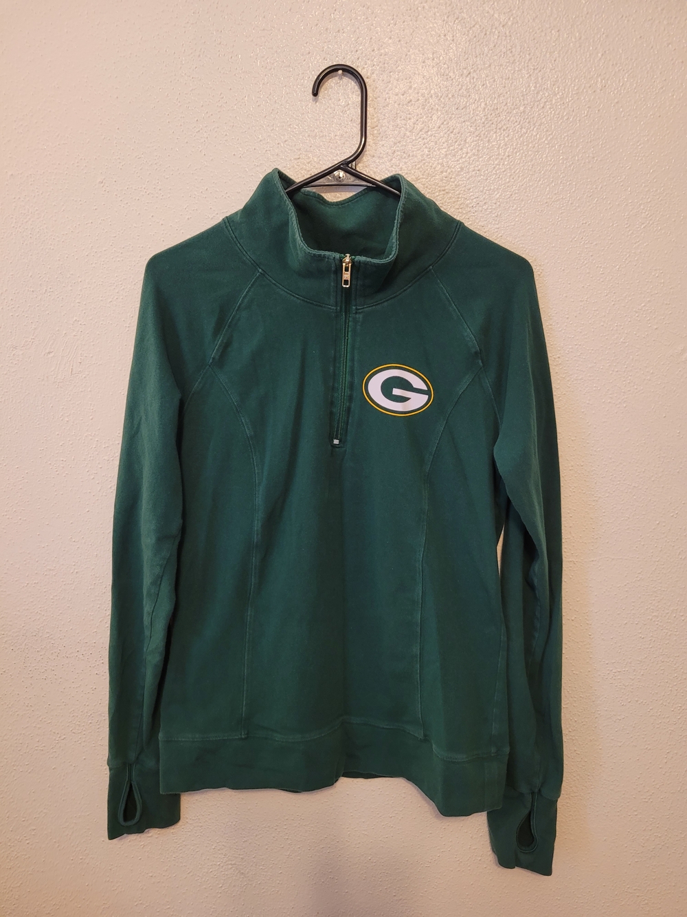 PINK Victoria's Secret Green Bay Packers NFL Quarter Zip Pullover Large